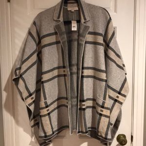 LOFT poncho. Plaid.  size: M/L cotton wool blend